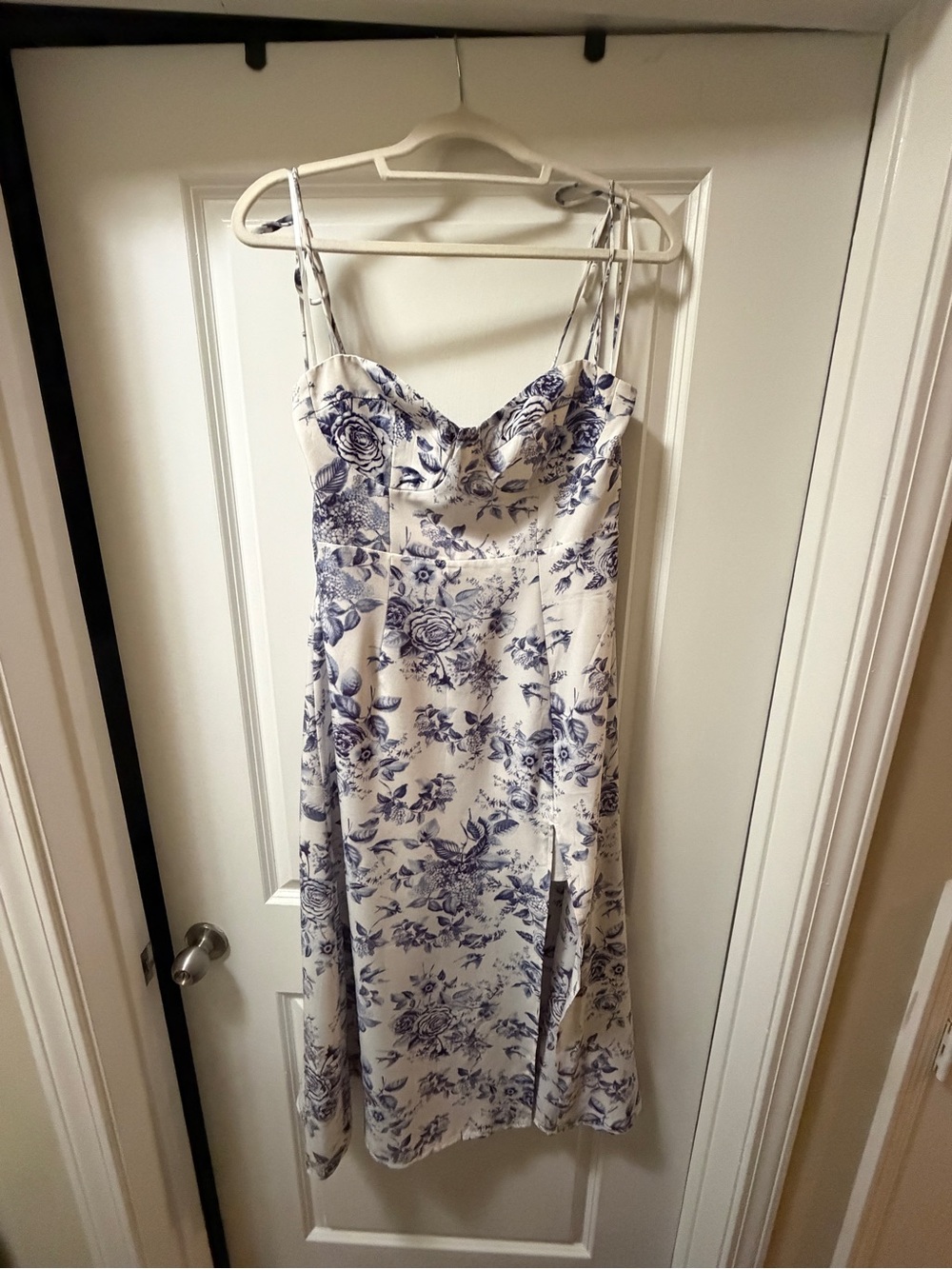 Petal & Pup White Dress with Blue Floral Print